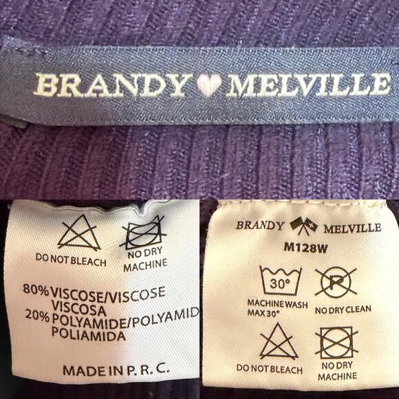 Brandy Melville Ribbed Turtleneck Sweater Top One Size Navy Blue - Picture 8 of 10